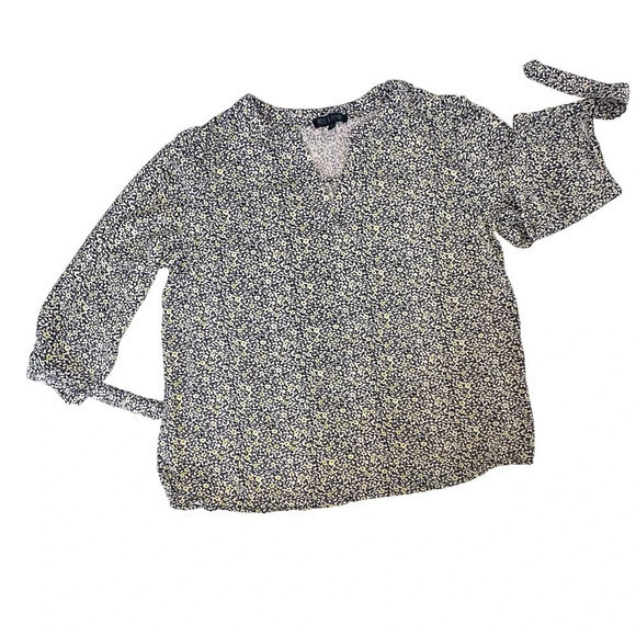 Rose and thyme blouse Women's Size‎ L Large Floral 3/4 tie sleeve - Picture 9 of 12